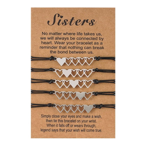 HOTYA Best Friend Bracelet Braided for 5 Sister Jewelry Bangle Gift Friendship Couple