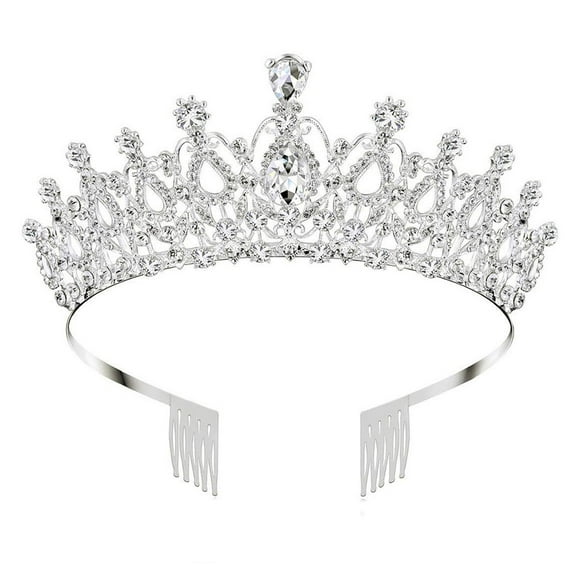 HOTYA Crystal Crowns Tiaras Princess Crown Wedding Tiaras For Bride With Comb Headband