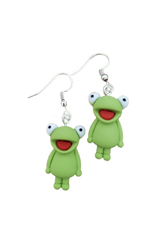 Hanging Frog Animal Earrings for Women Designer Statement Funny Earrings
