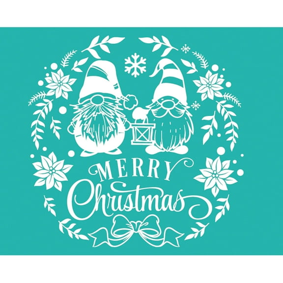 HOTYA Merry Christmas Silk Screen Printing Stencil Gnome Wreath Sign Decoration