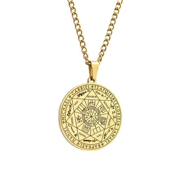 HOTYA Vintage Stainless Steel Necklaces Seven Archangels Pendant Necklaces Jewelry