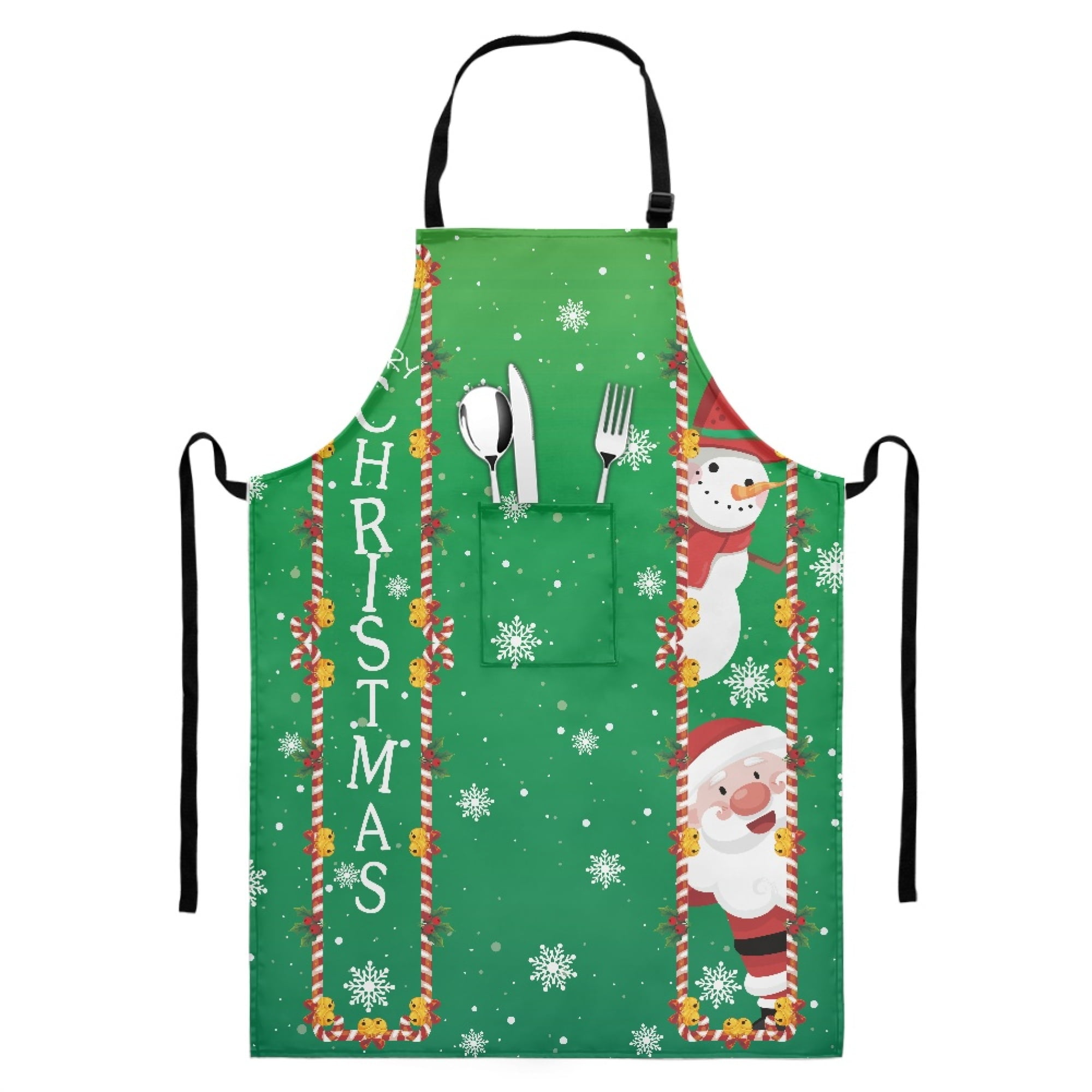 HOTYD Christmas Green Aprons Polyester Pocket Waterproof and Oil