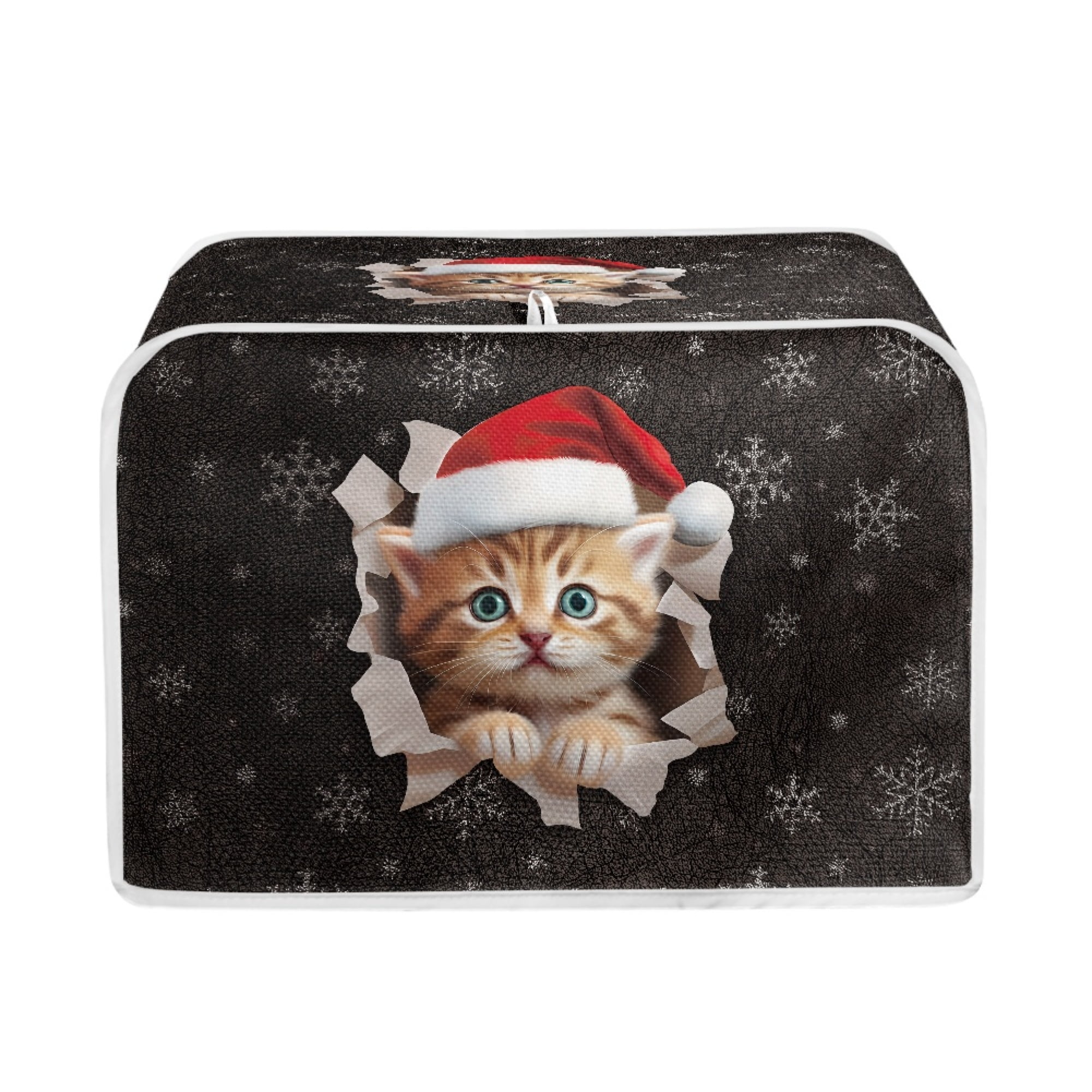 HOTYD Christmas Print 2 Slice Toaster Cover with Zipper Made of Linen