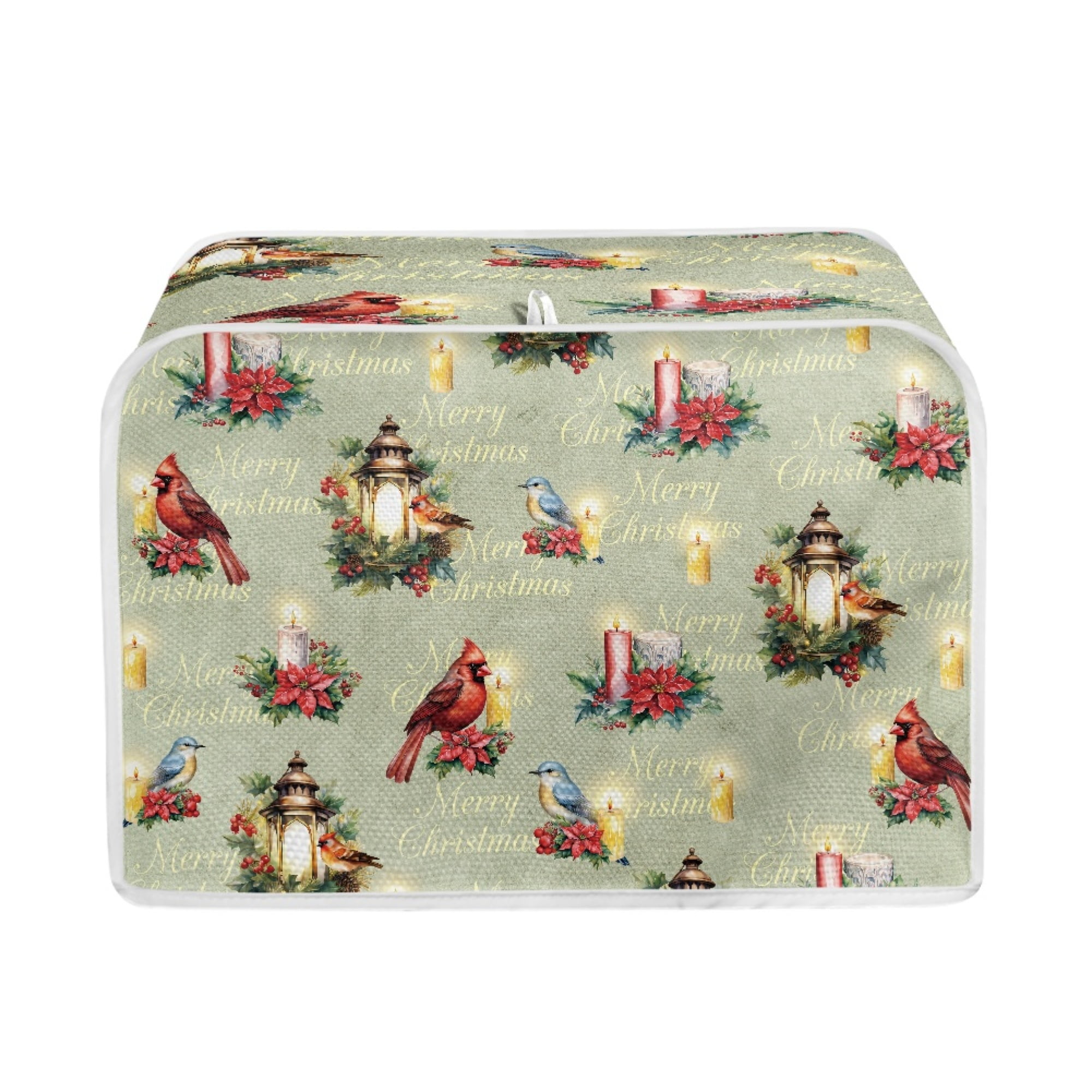 HOTYD Christmas Print 2 Slice Toaster Cover with Zipper Made of Linen
