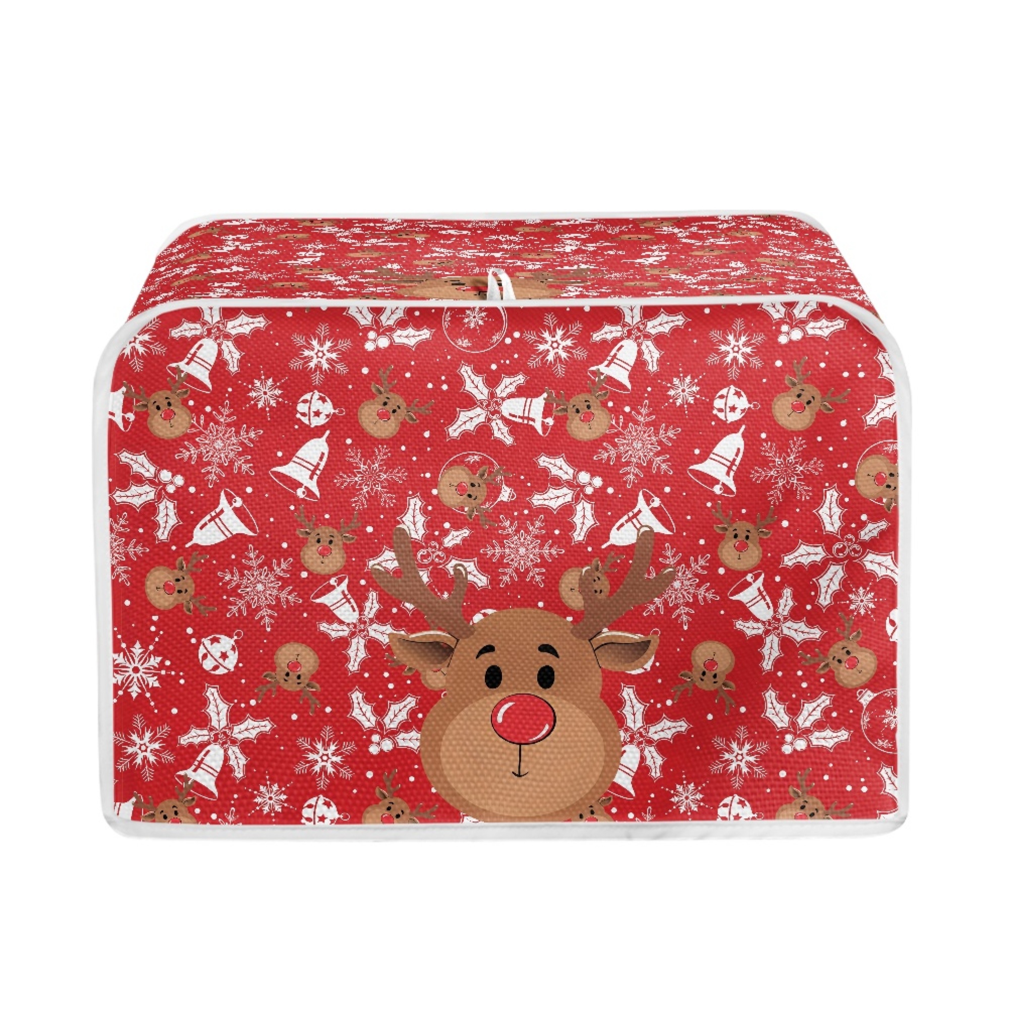 HOTYD Christmas Printing 2 Slice Toaster Cover Zipper Made of Linen
