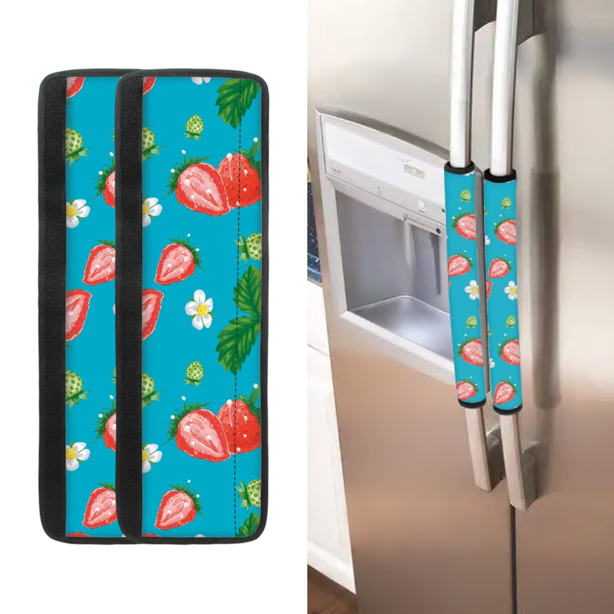 HOTYD Strawberry Refrigerator Door Handle Covers Set 4Piece Polyester