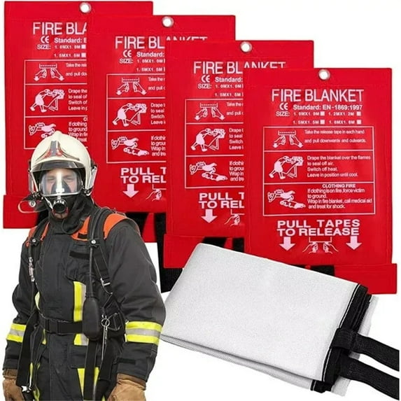 HOUFIY 4 Pack Fire Blanket Fiberglass Hero Emergency Home Retardant Prepared 40''x40''