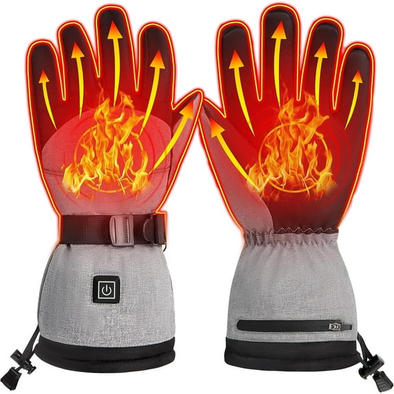 HOUFIY Gloves for Men Women 4000mAh Rechargeable Power Bank 3 Heating Levels Touchscreen Electric Gloves Waterproof Windproof Heated Winter Gloves for Motorcycle Ski