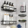 HOUFIY 5Pack Shower Caddy Set, Rustproof Stainless Steel, Adhesive, No Drilling, Black
