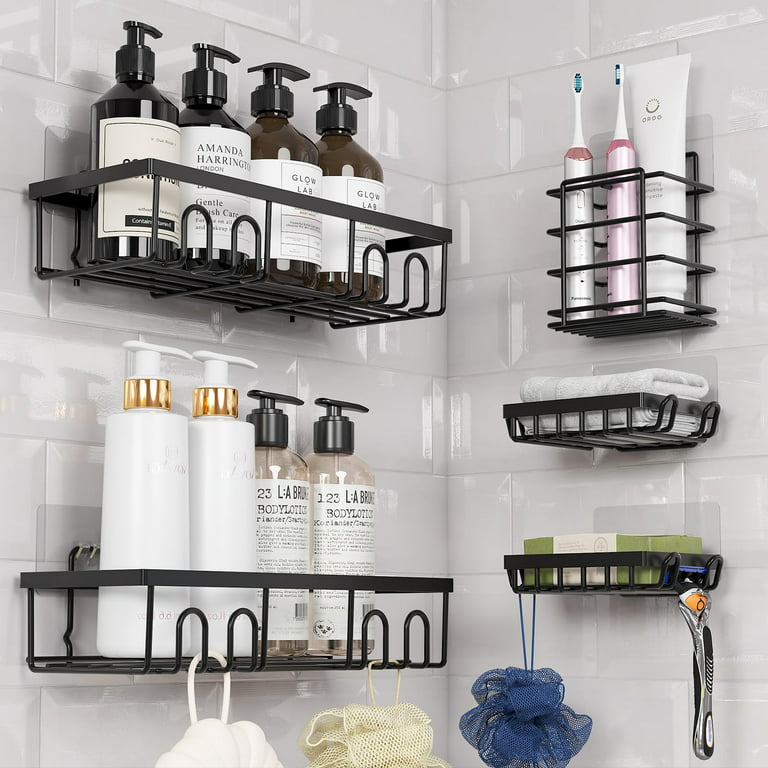 Shower Caddy, Shower Shelves 5 Pack, Adhesive Shower Organizer for Bathroom  & Kitchen, No Drilling, Large Capacity, Rustproof SUS304 Stainless Steel  Bathroom Organizer, Bathroom Accessories, Black 