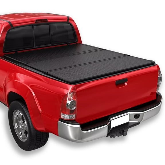 HOUGEET 5Ft Hard Tri-fold Truck Bed Cover Fit for Toyota Tacoma 2016-2023 Black Truck Tonneau Cover