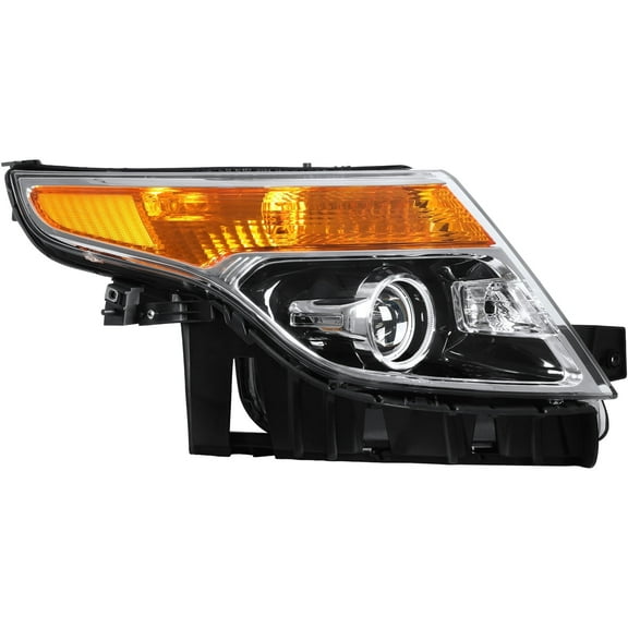 HOUGEET Compatible with Ford Explorer Halogen 2011-2015 Chrome Housing Headlight Right Side With bulb(s)