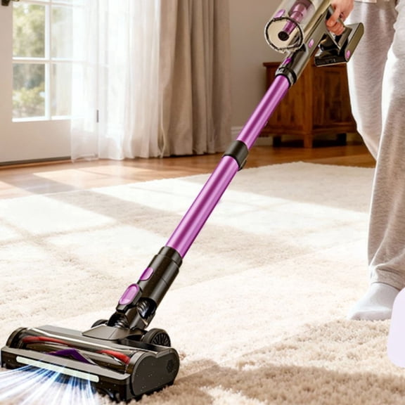HOUGEET Cordless Stick Vacuum Cleaner 650W Brushless Motor, 90-Min Battery Life, LED Touch Screen, Purple