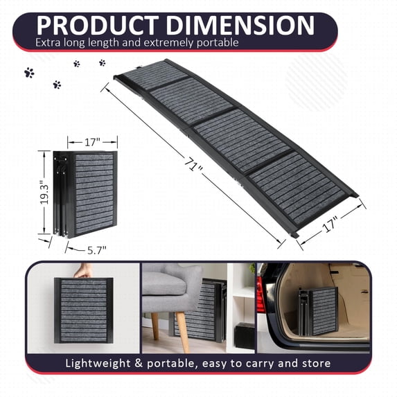 HOUGEET HOUGEET Foldable Portable Dog Ramps for Trucks with Non-Slip ...