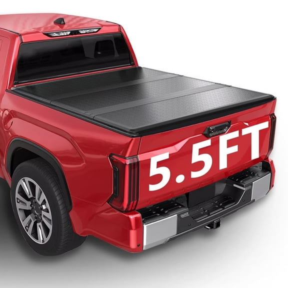 HOUGEET Hard Tri-fold Truck Bed Tonneau Cover Fit for 2022-2025 Toyota Tundra W/Lamp Pickup Truck Bed Cover 5.5Ft