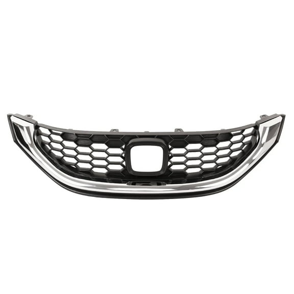 HOUGEET Front Bumper Upper Grille Fit for 2013 Honda Civic Sedan Grill W/Chrome Trim