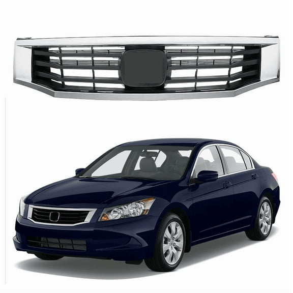 HOUGEET Front Grill Front Bumper Mesh Grille Fit for 2008-2010 Honda Accord 4 Door, Chrome