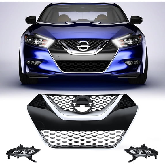 HOUGEET Front Grill Grille Fog Driving Light Lamp Pair Fit for 2016-2018 Nissan Maxima NI1200284 623104RA0A