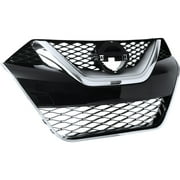 HOUGEET Front Grille Assembly Grille with Chrome Molding Black Silver Fits for 2016-2018 Nissan Maxima