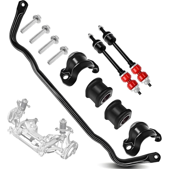 HOUGEET Front Suspension Stabilizer Bar 55398938AC and Sway Bar End links Kit K80894 with Bushing for 2009-2022 Dodge Ram 1500, #55398938AB