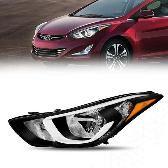 HOUGEET Halogen Headlights Headlamps Fit For 2014 2015 2016 Hyundai Elantra Headlight Assembly With Bulbs Replace Factory 921013Y500 921023Y500 (Driver Left Side)