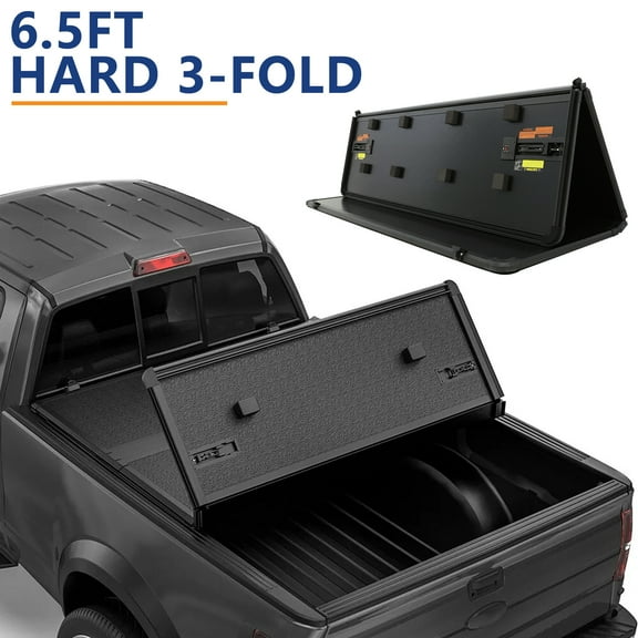 HOUGEET Hard Tonneau Covers Tri-Folding Fits for 2009-2023 Dodge Ram 1500 (Classic & New Body) Fits for 2010-2018 Ram 2500/3500 6'5" Bed (78")