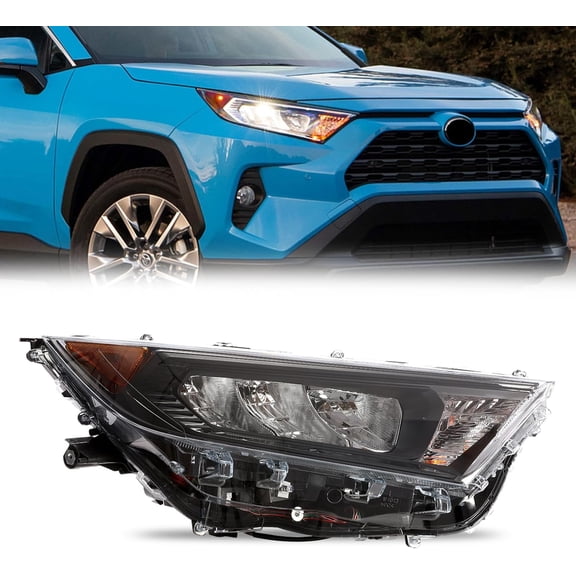 HOUGEET Headlamp Assembly Fit for 2019-2022 Toyota RAV4 LE XLE LED Headlights Chrome Housing (Passenger Right Side)