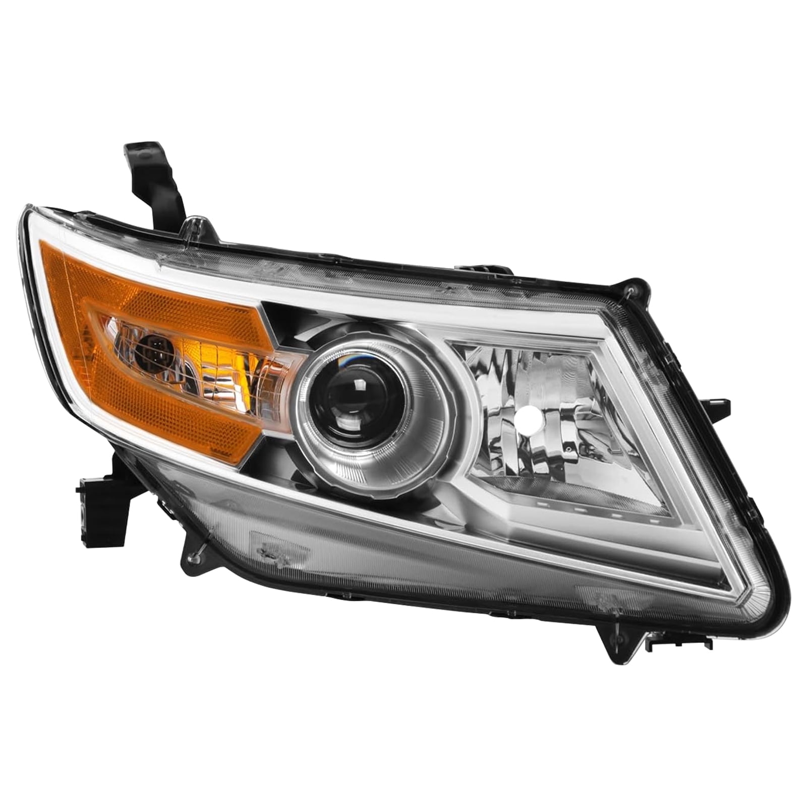 HOUGEET Headlight Assembly Fit for 2011-2017 Honda Odyssey, Headlamp Replacement Accessories Fit for 11-17 Honda Odyssey EX/EX-L/LX,Only For Halogen Model,W/bulbs (Chrome, Right Passenger Side)