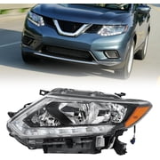 HOUGEET Headlight Assembly Fit for 2014-2016 Nissan Rogue with LED DRL Replacement Halogen Headlamp Chrome Housing Driver Side