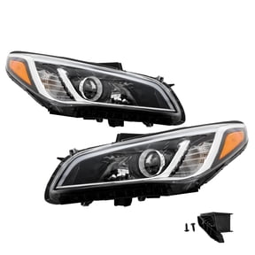 HOUGEET Headlight Assembly Pair Chrome Halogen Headlight Headlamp Fit for 2015 -2017 Hyundai Sonata Drive Side Passenger Side (LH&RH)
