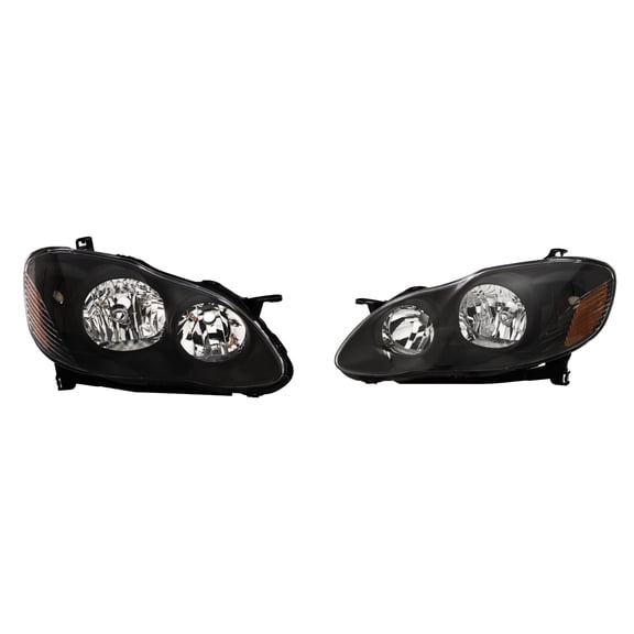 HOUGEET Headlight Fit for Toyota Corolla 2003-2008, Headlamps Assembly Black Left + Right Pair