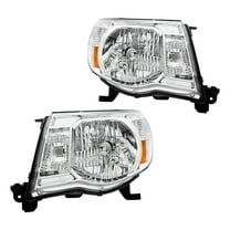 HOUGEET Headlights Assembly Fit for Toyota Tacoma 2005-2011 Chrome HeadLamps w/Amber Corner