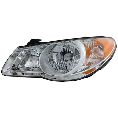 HOUGEET Headlights Assembly Fit for 2007-2010 Hyundai Elantra Head Lights with Chrome Housing Amber Reflector Clear Lens (Driver Side)
