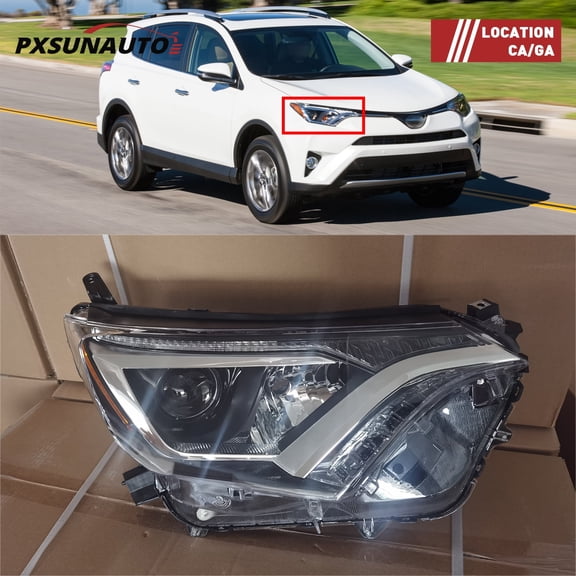 HOUGEET Headlights Assembly Fit for 2016-2018 Toyota Rav4 Halogen Projector Headlamp TO2503247 Right Passenger Side