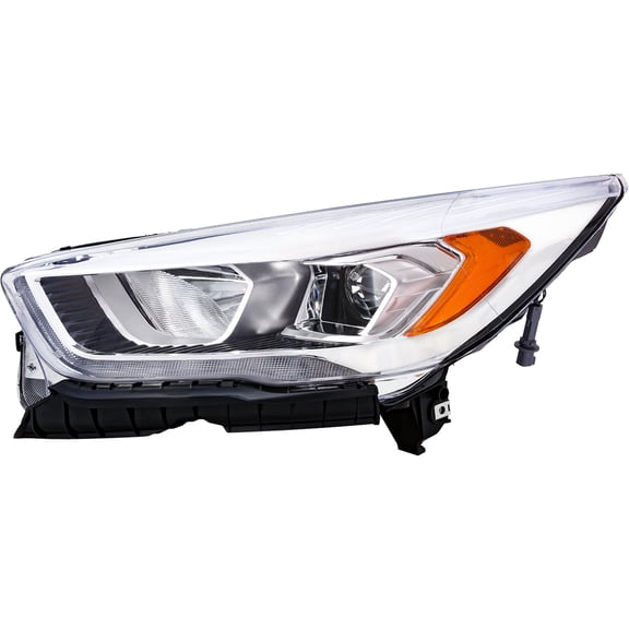 HOUGEET Headlights Assembly Fit for 2017 2018 2019 Ford Escape Halogen Projector Headlamp W/LED DRL Chrome Housing Clear Lens (Driver Side)