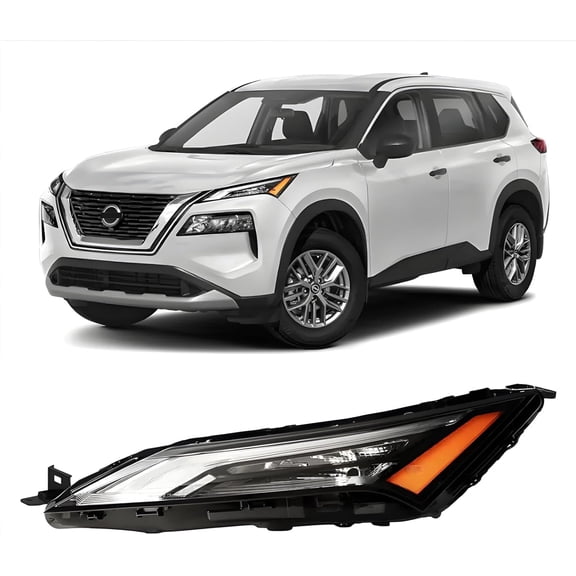 HOUGEET Headlights Assembly Fit for 2021 2022 2023 Nissan Rogue, Headlamp Assembly Pair Replacement, Clear Lens Amber Reflector, Left Driver Side