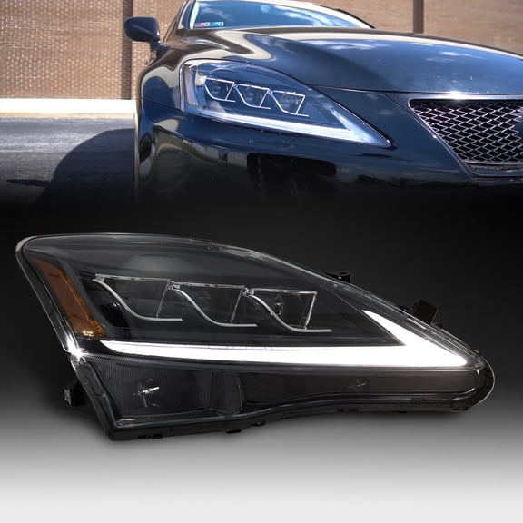 HOUGEET Headlights Assembly for 2006-2013 Lexus IS250 IS350 LED DRL Signal Projector(Right Passenger Side)