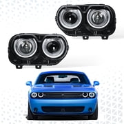 HOUGEET Headlights Headlamps Assembly W/ LED DRL for 2015-2018 Dodge Challenger 1 Pair