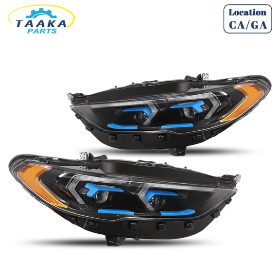 HOUGEET Headlights W/Full LED DRL Projector Fit for 2017-2020 Ford Fusion Left & Right Side