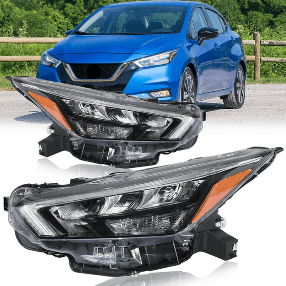 HOUGEET LED Headlight Assembly Fit for Nissan Versa 2020-2022 - OE Factory Projector Headlamp, Left Side and Right Side
