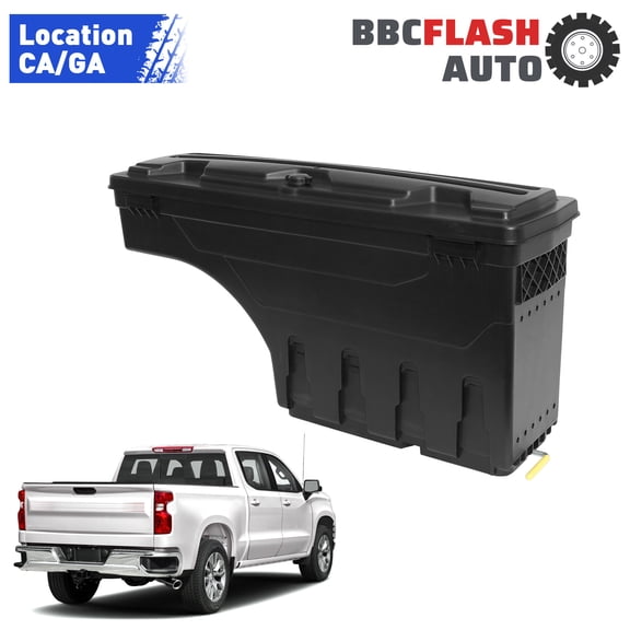 HOUGEET Lockable Truck Bed Tool Box Fit for Chevrolet Silverado/GMC Sierra 1500 2019–2021 (Passenger Side), Truck Bed Tool Box Black