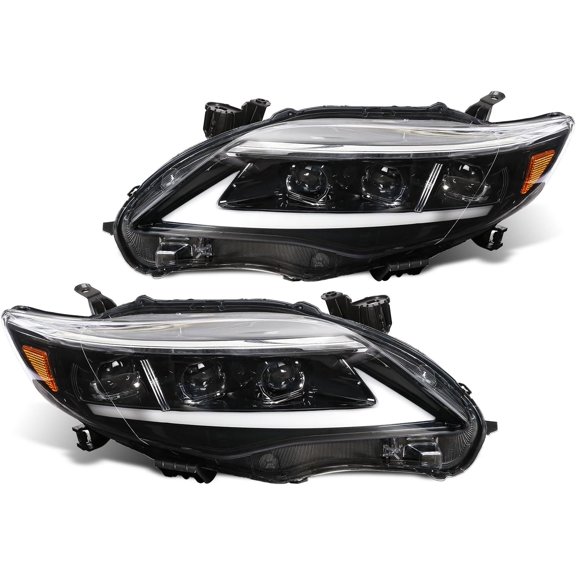 HOUGEET Modified Headlight Assembly Pair Fit for Toyota Corolla 2011-2013 Front Halogen Turn Signal Headlamp (Left Side and Right Side)