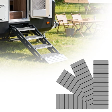 HOUGEET RV Step Covers 4 Pack, RV Rugs for Outside Weather-Resistant Materials 24x7.5in