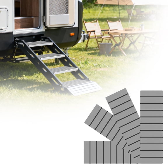 HOUGEET RV Step Covers 4 Pack, RV Rugs for Outside Weather-Resistant Materials 24x7.5in