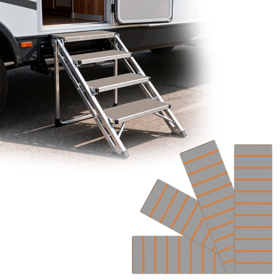 HOUGEET RV Step Covers 4 Pack, RV Rugs for Outside Weather-Resistant Materials 24x7.5in