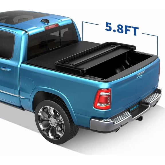 HOUGEET Soft Tri-Fold Truck Bed Tonneau Cover Fit for 2014-2019 Chevy Silverado GMC Sierra 1500 Pickup 5.8FT 69.6in Fleetside