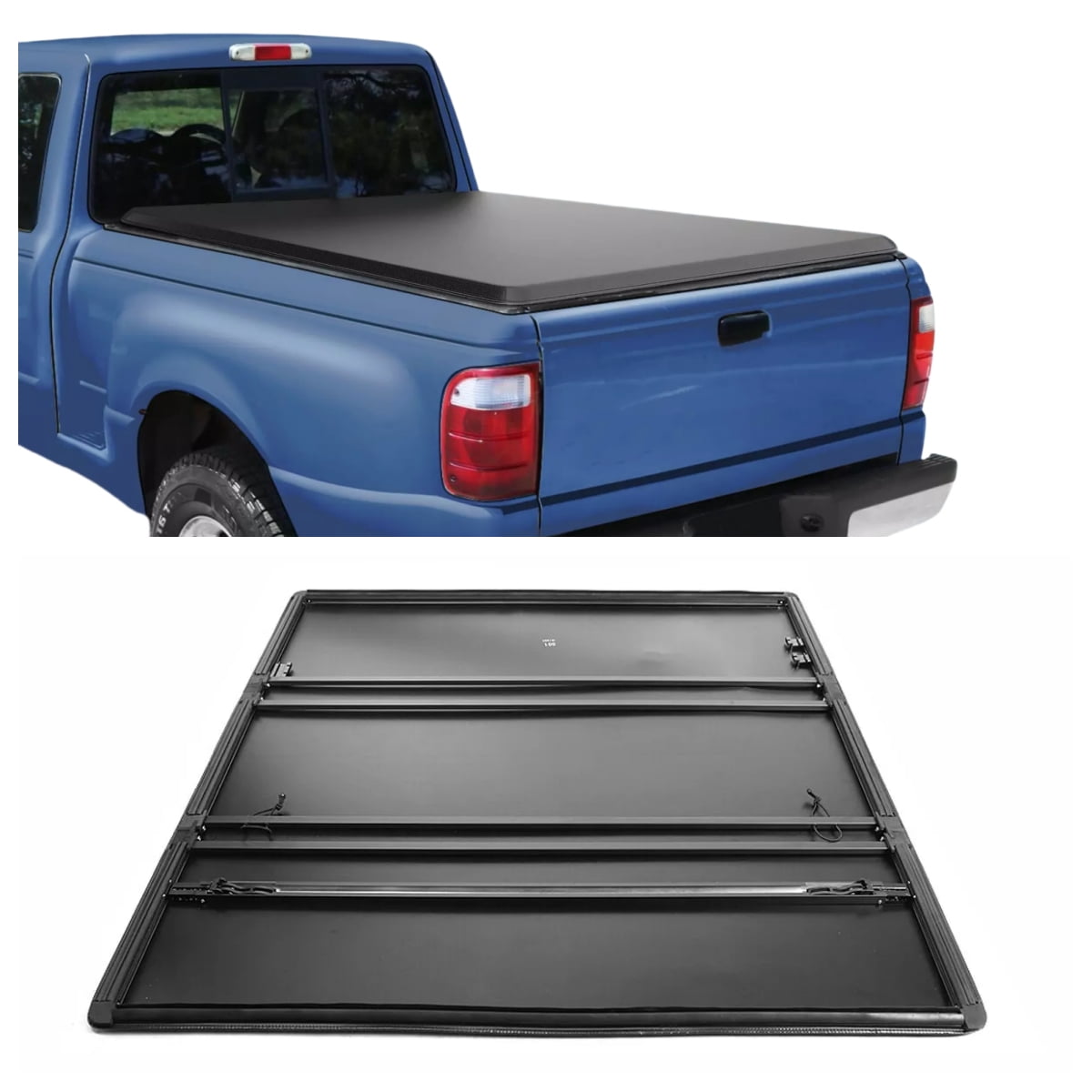 HOUGEET Soft Tri-Fold Truck Tonneau Cover for 1993-2004 Ford Ranger Fleetside 6FT Bed