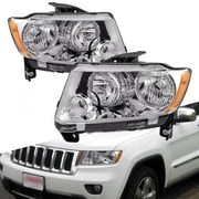 HOUGEET for 2011-2013 Jeep Grand Cherokee 11-17 Compass [Halogen Style] Headlights Assembly Drive Side Passenger Side Pair
