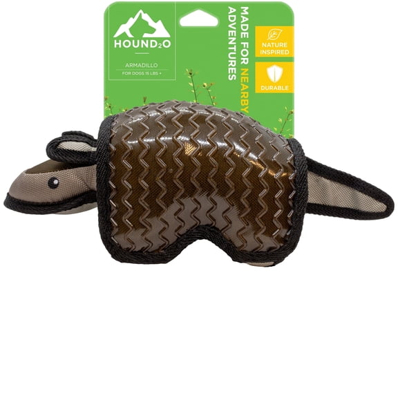 HOUND2O Plush Dog Toys | Armadillo Stuffed Animal Squeaky Toy for Dogs | Built for Outdoor Adventure