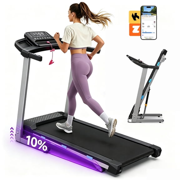 HOURUN Treadmill for Home, Folding Treadmill with 10% Incline, 3HP Quiet Motor, 350lbs Weight Capacity, App Voice Control Home Running Machine